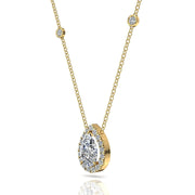 Pendentif diamant naturel poire et diamants naturels ronds 1.35 carat or jaune Carla